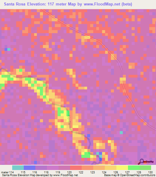 Santa Rosa,Colombia Elevation Map