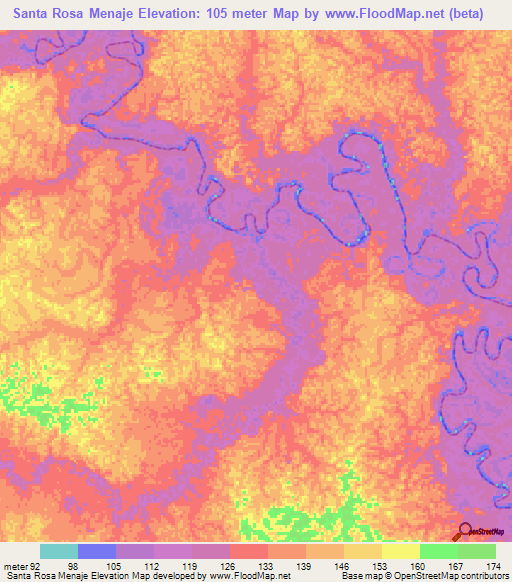 Santa Rosa Menaje,Colombia Elevation Map