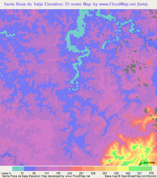 Santa Rosa de Saija,Colombia Elevation Map