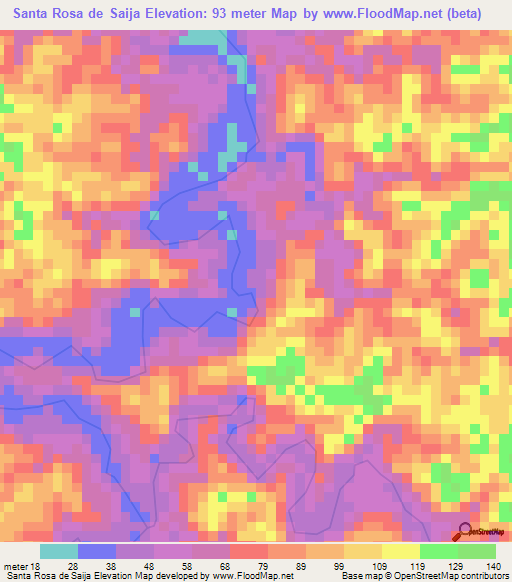 Santa Rosa de Saija,Colombia Elevation Map