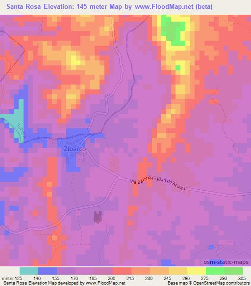 Santa Rosa,Colombia Elevation Map