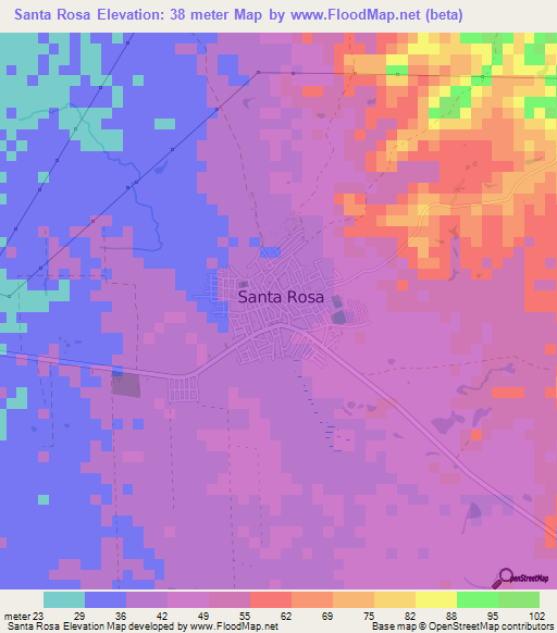 Santa Rosa,Colombia Elevation Map