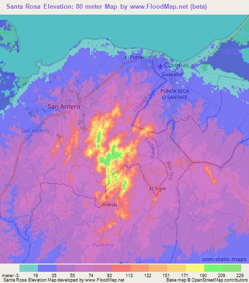 Santa Rosa,Colombia Elevation Map