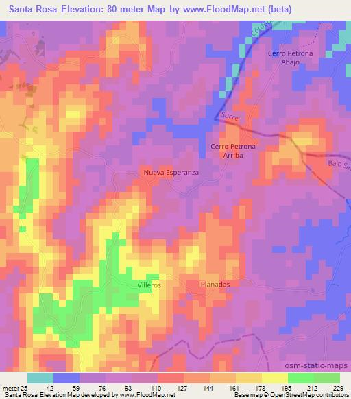 Santa Rosa,Colombia Elevation Map