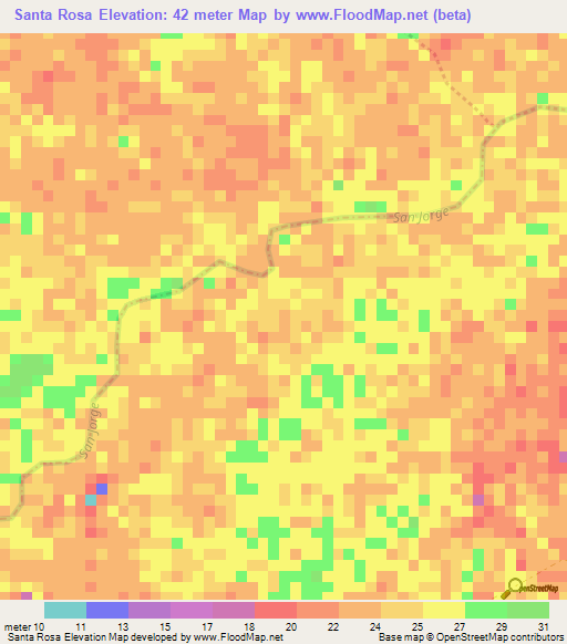 Santa Rosa,Colombia Elevation Map