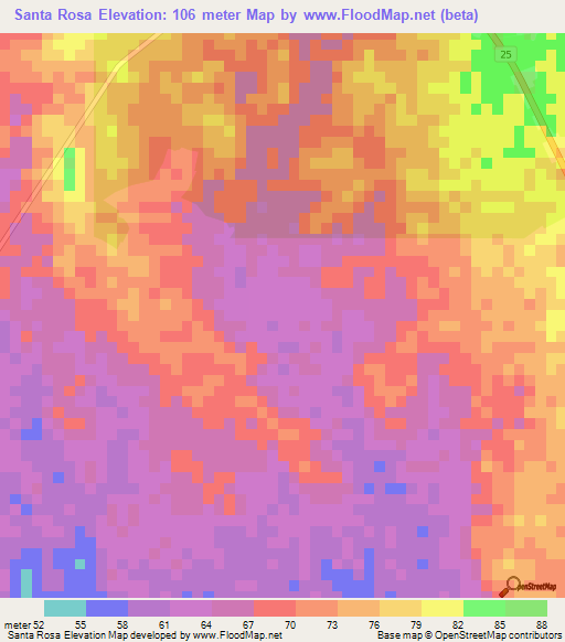 Santa Rosa,Colombia Elevation Map