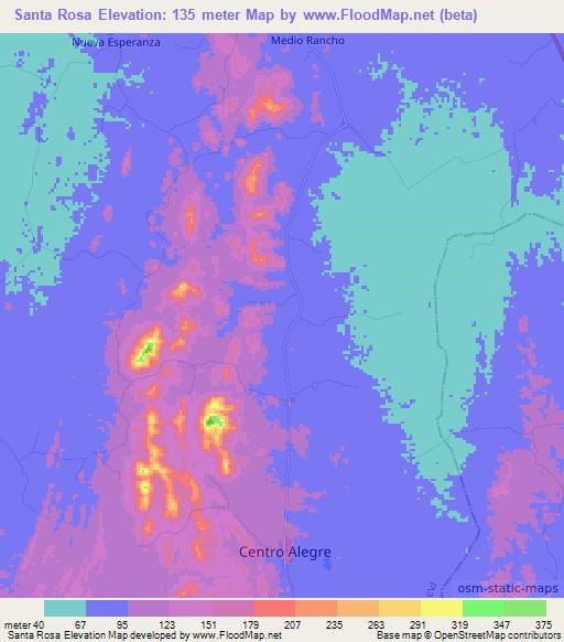 Santa Rosa,Colombia Elevation Map