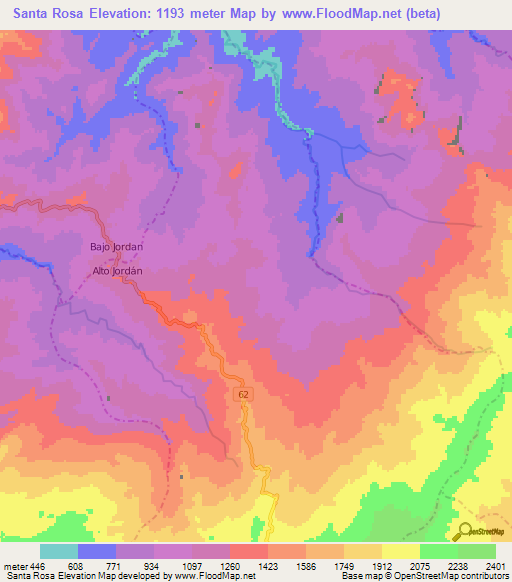 Santa Rosa,Colombia Elevation Map