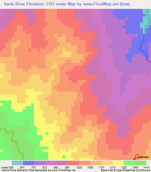 Santa Rosa,Colombia Elevation Map