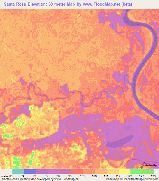 Santa Rosa,Colombia Elevation Map