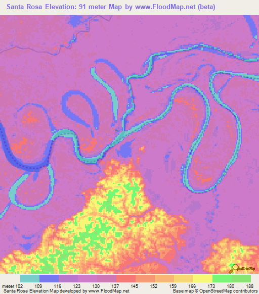 Santa Rosa,Colombia Elevation Map