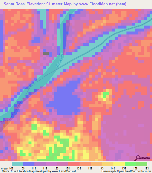 Santa Rosa,Colombia Elevation Map