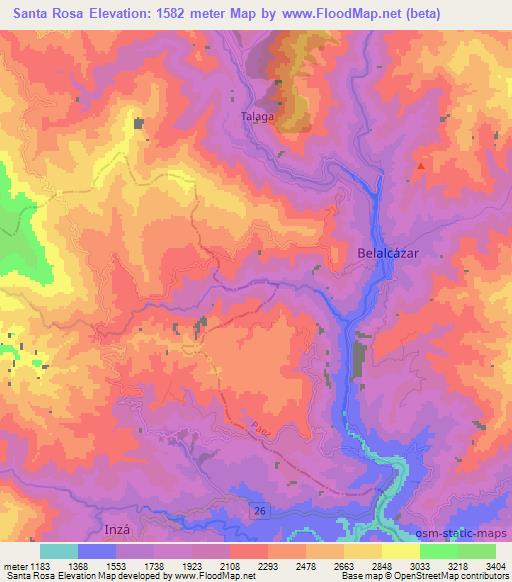 Santa Rosa,Colombia Elevation Map