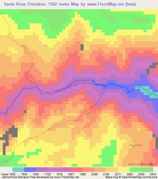 Santa Rosa,Colombia Elevation Map