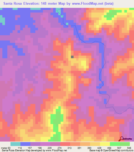 Santa Rosa,Colombia Elevation Map