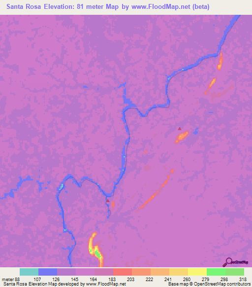 Santa Rosa,Colombia Elevation Map