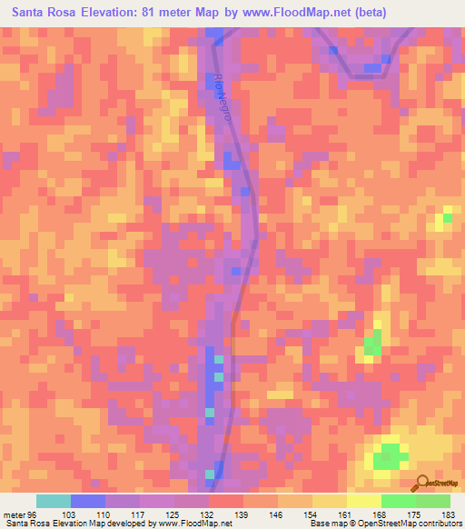 Santa Rosa,Colombia Elevation Map