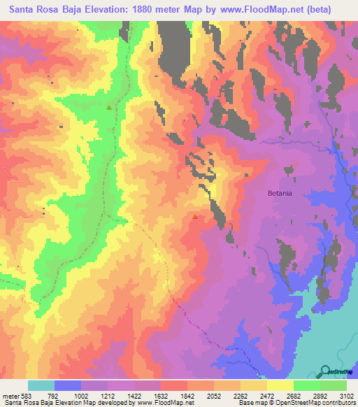 Santa Rosa Baja,Colombia Elevation Map