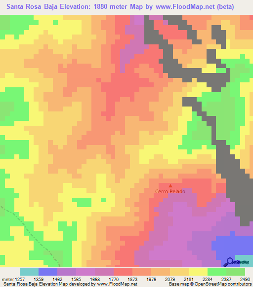 Santa Rosa Baja,Colombia Elevation Map