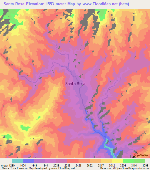 Santa Rosa,Colombia Elevation Map