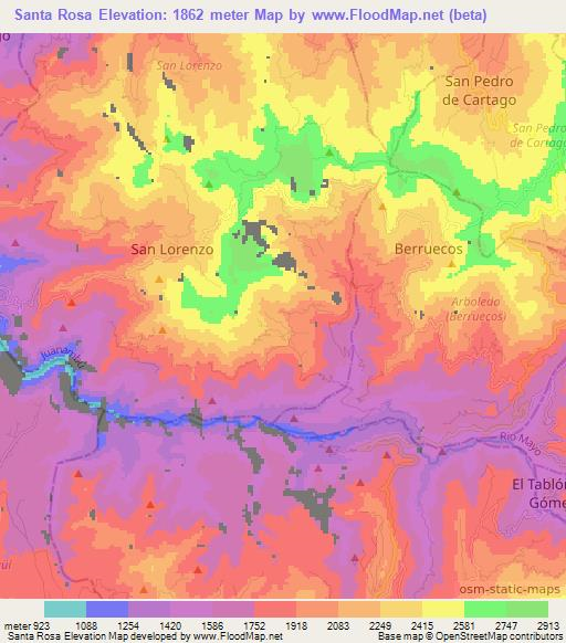 Santa Rosa,Colombia Elevation Map