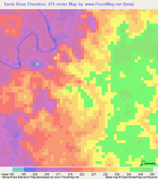 Santa Rosa,Colombia Elevation Map