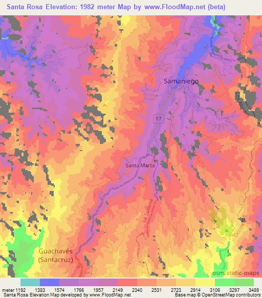 Santa Rosa,Colombia Elevation Map