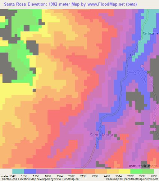 Santa Rosa,Colombia Elevation Map