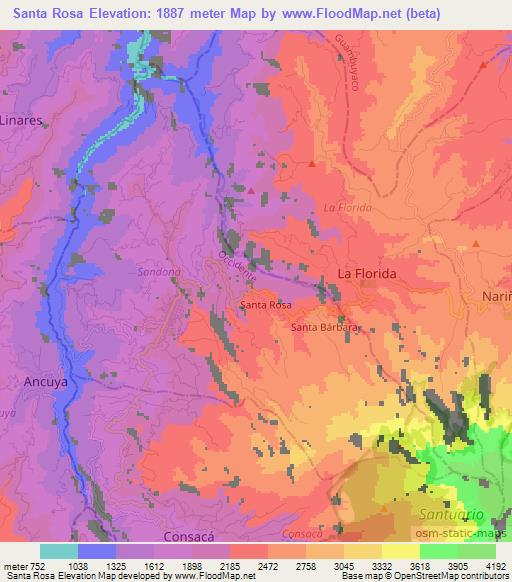 Santa Rosa,Colombia Elevation Map