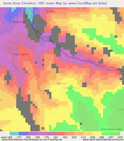 Santa Rosa,Colombia Elevation Map