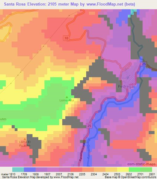 Santa Rosa,Colombia Elevation Map