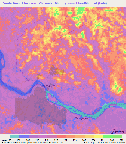 Santa Rosa,Colombia Elevation Map