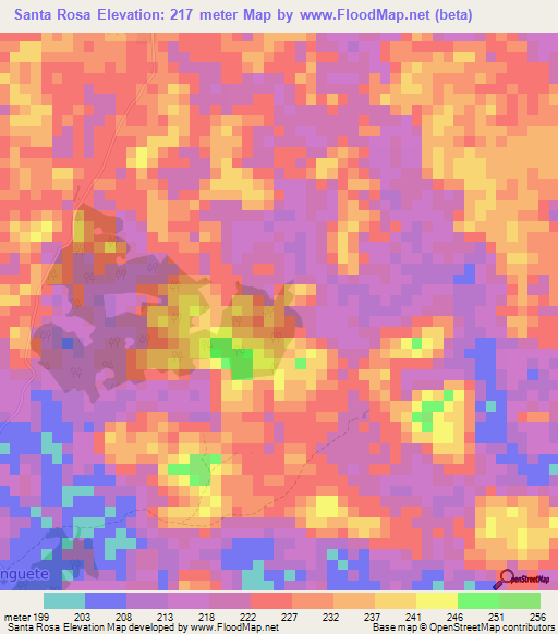 Santa Rosa,Colombia Elevation Map