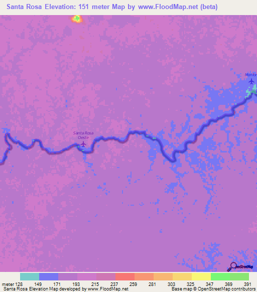 Santa Rosa,Colombia Elevation Map