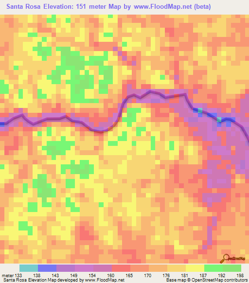 Santa Rosa,Colombia Elevation Map