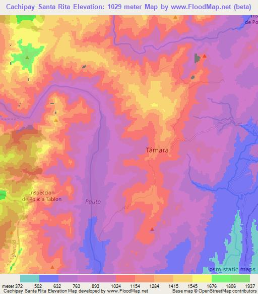 Cachipay Santa Rita,Colombia Elevation Map