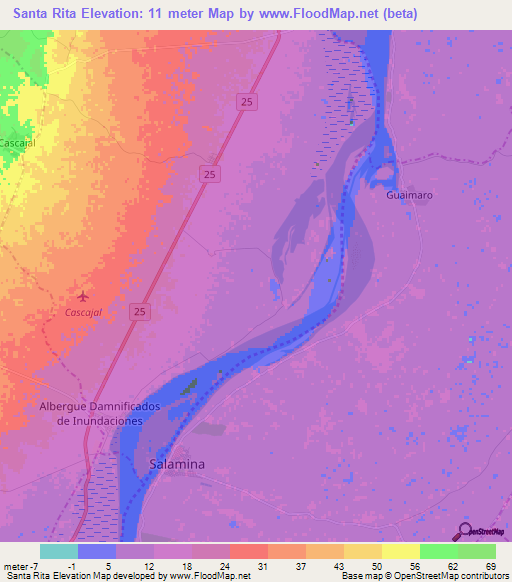 Santa Rita,Colombia Elevation Map