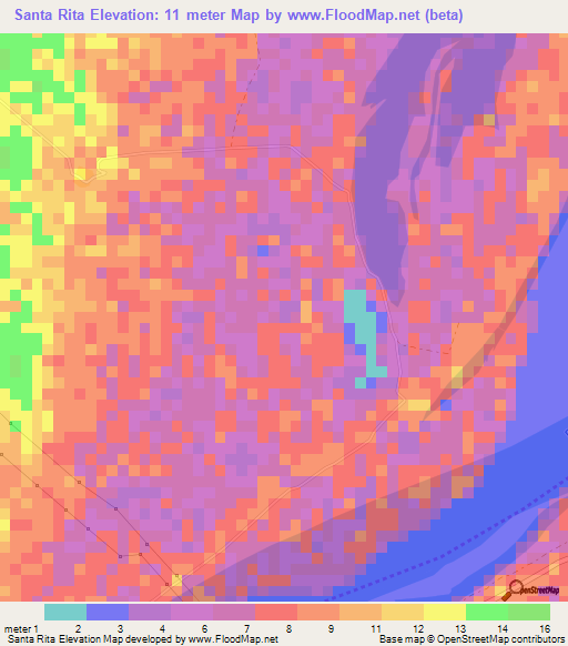 Santa Rita,Colombia Elevation Map