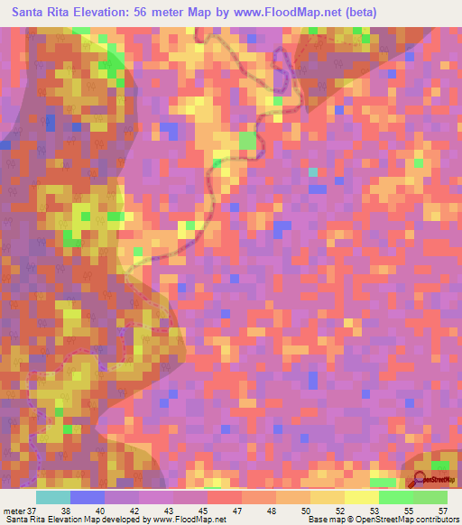 Santa Rita,Colombia Elevation Map