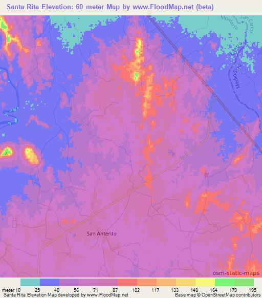 Santa Rita,Colombia Elevation Map