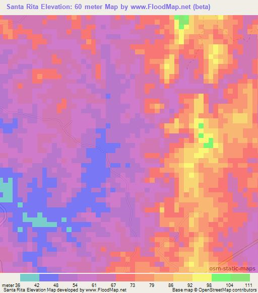 Santa Rita,Colombia Elevation Map