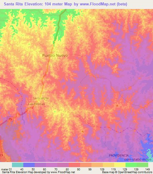 Santa Rita,Colombia Elevation Map