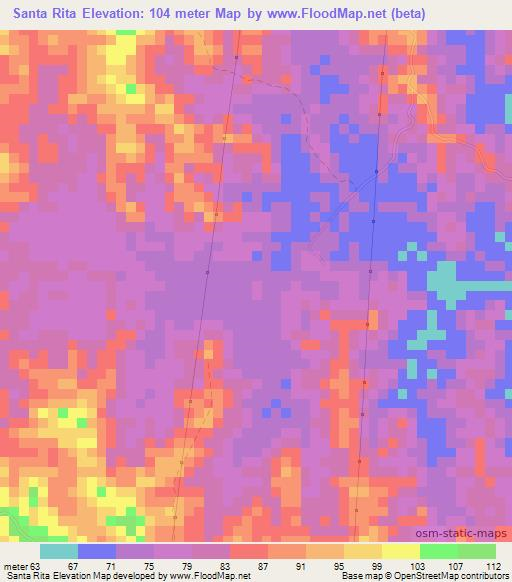 Santa Rita,Colombia Elevation Map