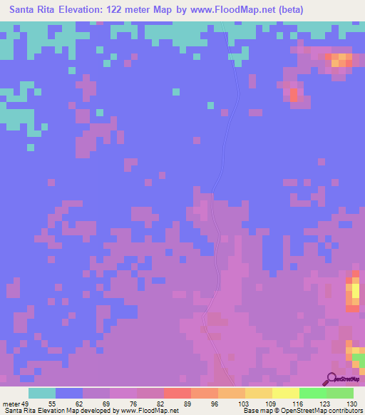 Santa Rita,Colombia Elevation Map