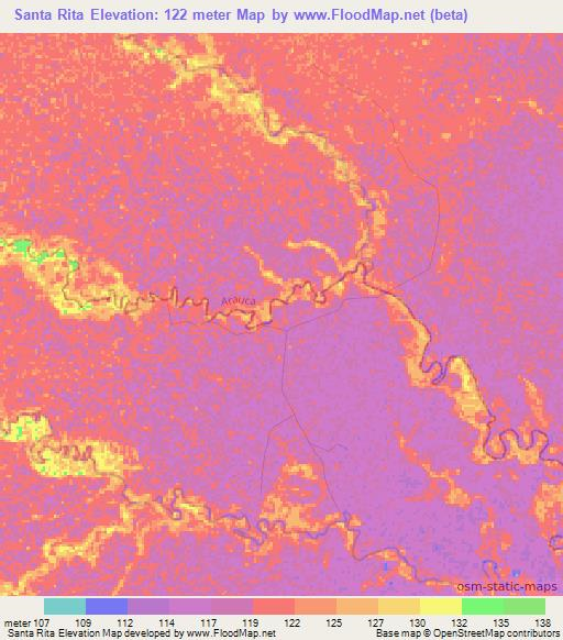 Santa Rita,Colombia Elevation Map