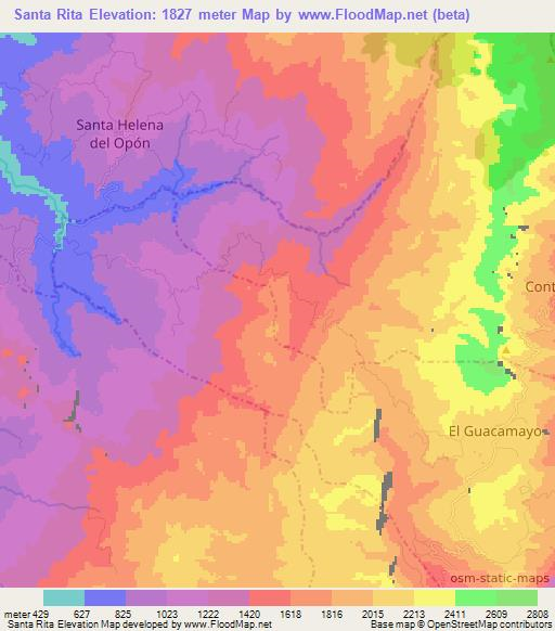 Santa Rita,Colombia Elevation Map