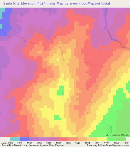 Santa Rita,Colombia Elevation Map