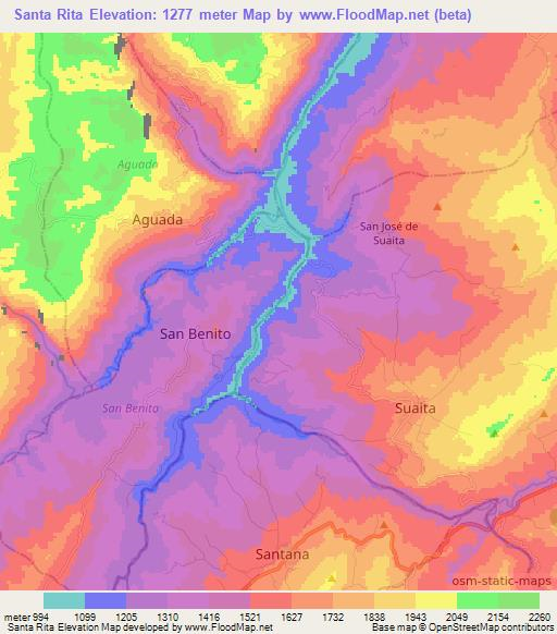 Santa Rita,Colombia Elevation Map