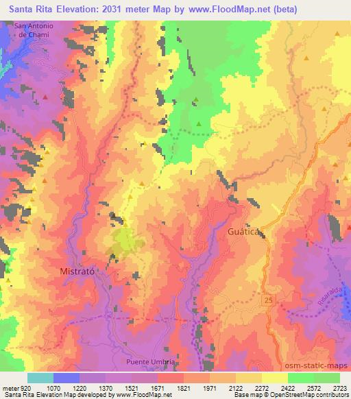 Santa Rita,Colombia Elevation Map