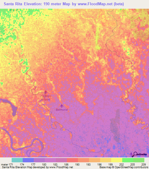 Santa Rita,Colombia Elevation Map